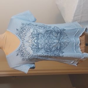 Style & Co  blue, short sleeve shirt. Pre-owned very gently worn. Size PM